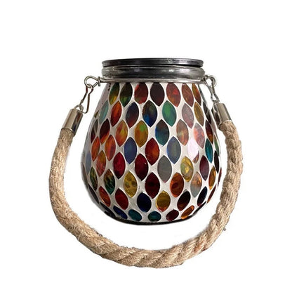 Garden Light Stained Glass Solar-Powered Hanging or Surface-Mount