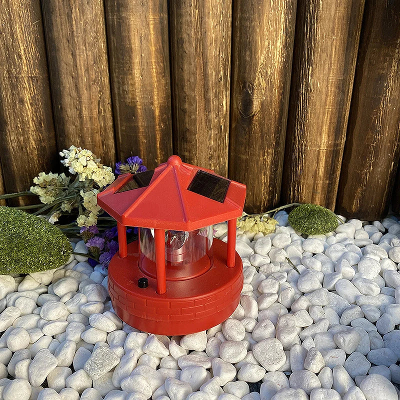 Garden Lighthouse Light Solar-Powered Rotating Beacon