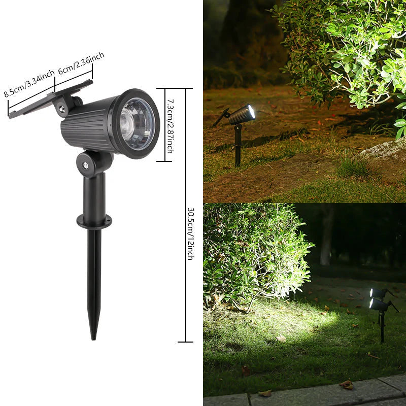 Garden Spotlight Solar-Powered Adjustable Swivel Head