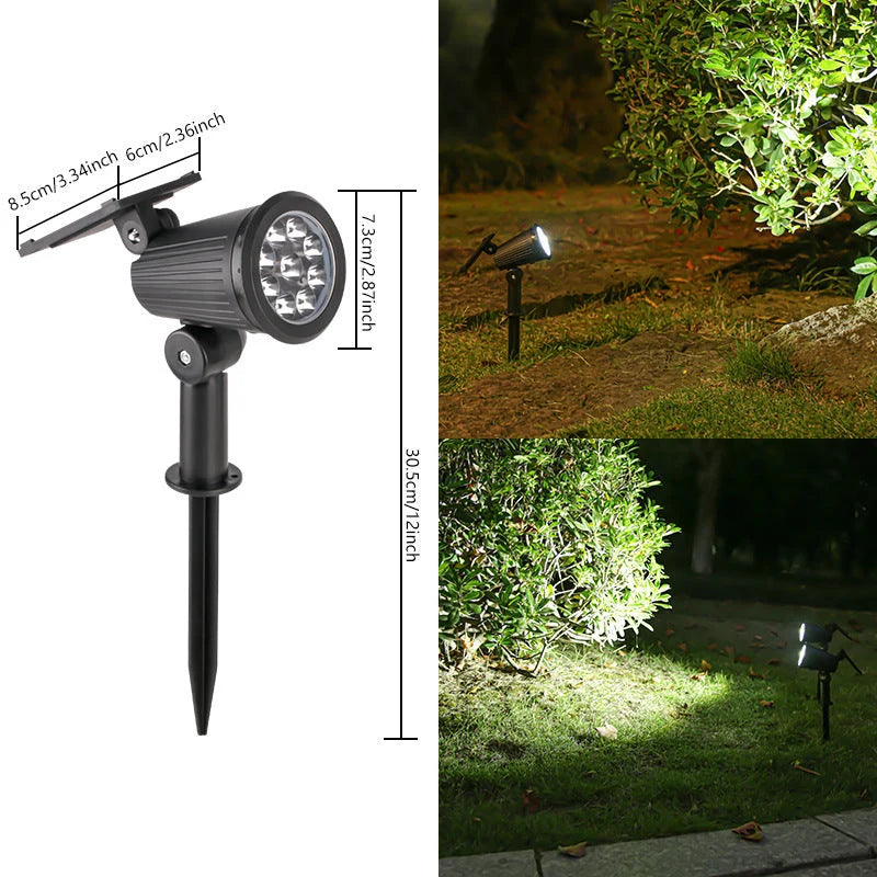Garden Spotlight Solar-Powered Adjustable Swivel Head