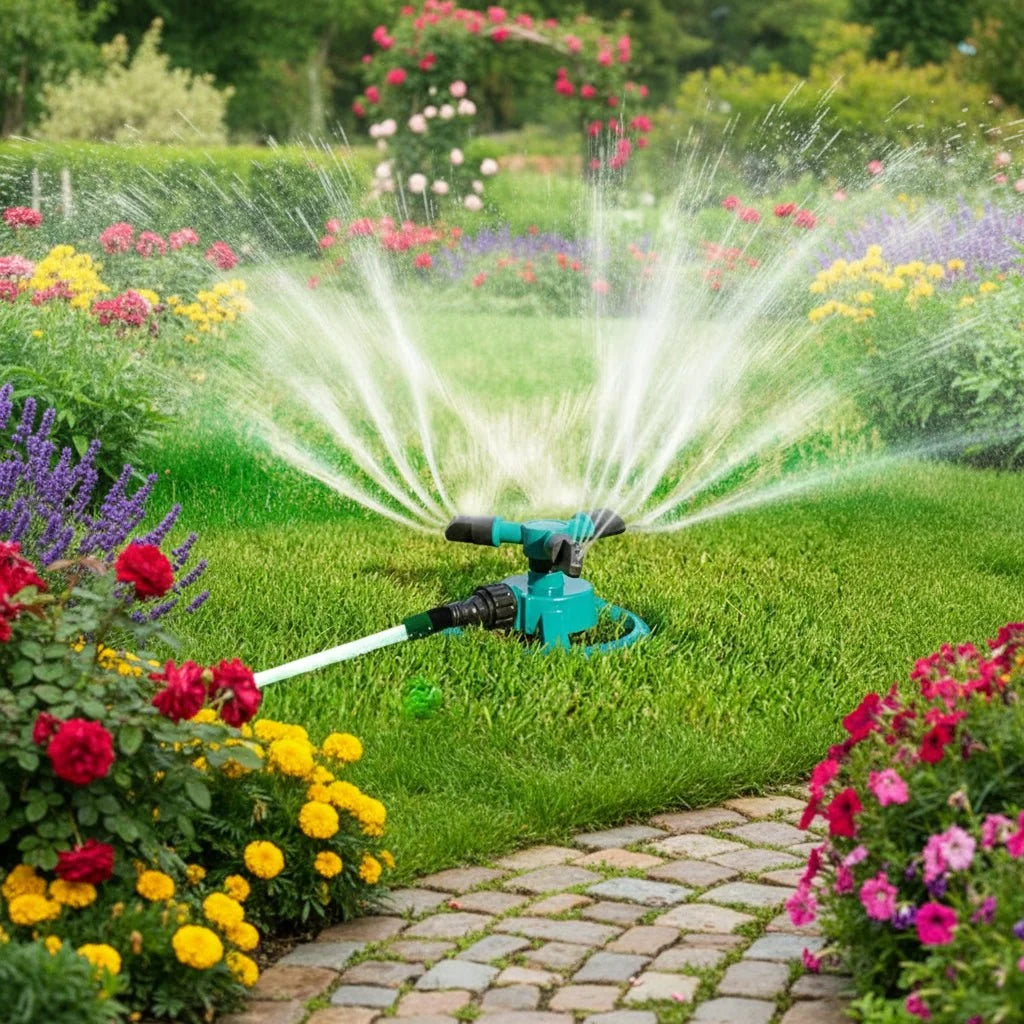 Garden Sprinkler Automatic 360-Degree Rotation Compact Design