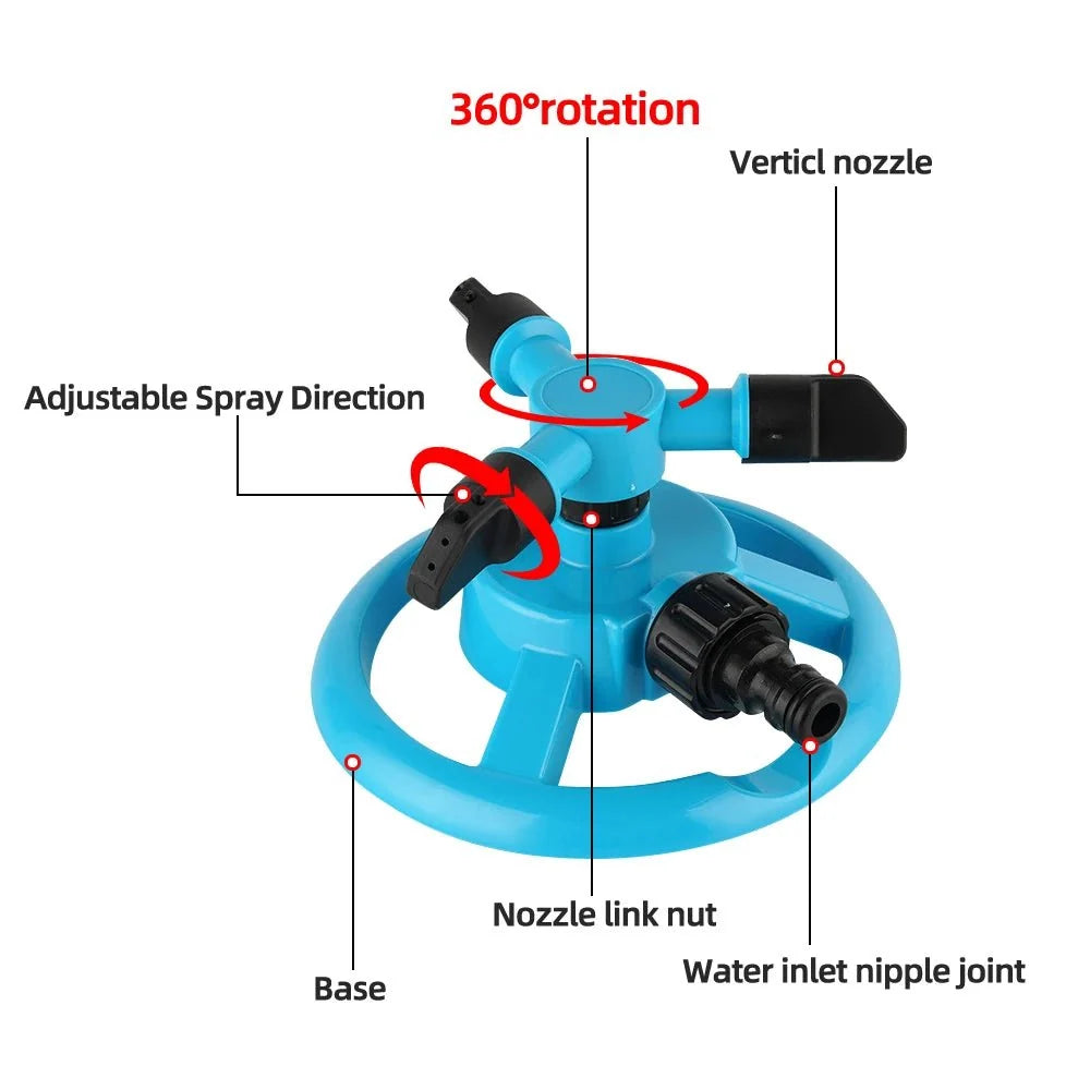 Garden Sprinkler Automatic 360-Degree Rotation Compact Design