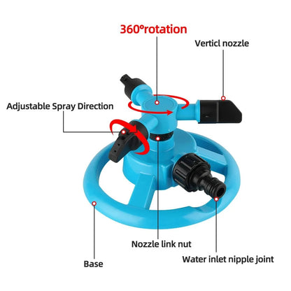 Garden Sprinkler Automatic 360-Degree Rotation Compact Design