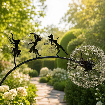 Garden Stake Fairy Silhouette Laser-Cut Steel Powder-Coated