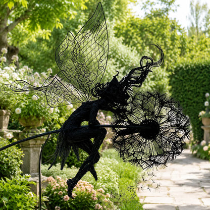 Garden Stake Fairy Silhouette Laser-Cut Steel Powder-Coated