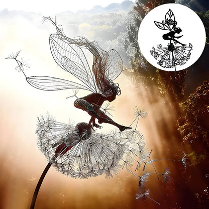 Garden Stake Fairy Silhouette Laser-Cut Steel Powder-Coated