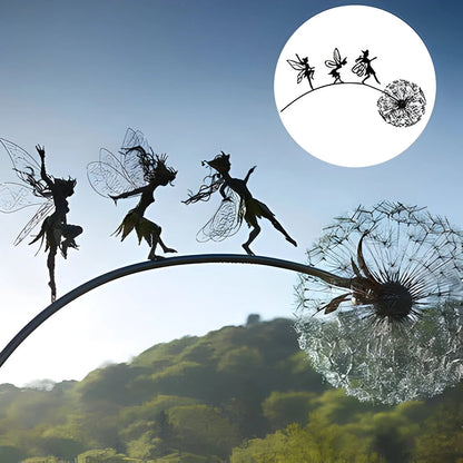 Garden Stake Fairy Silhouette Laser-Cut Steel Powder-Coated