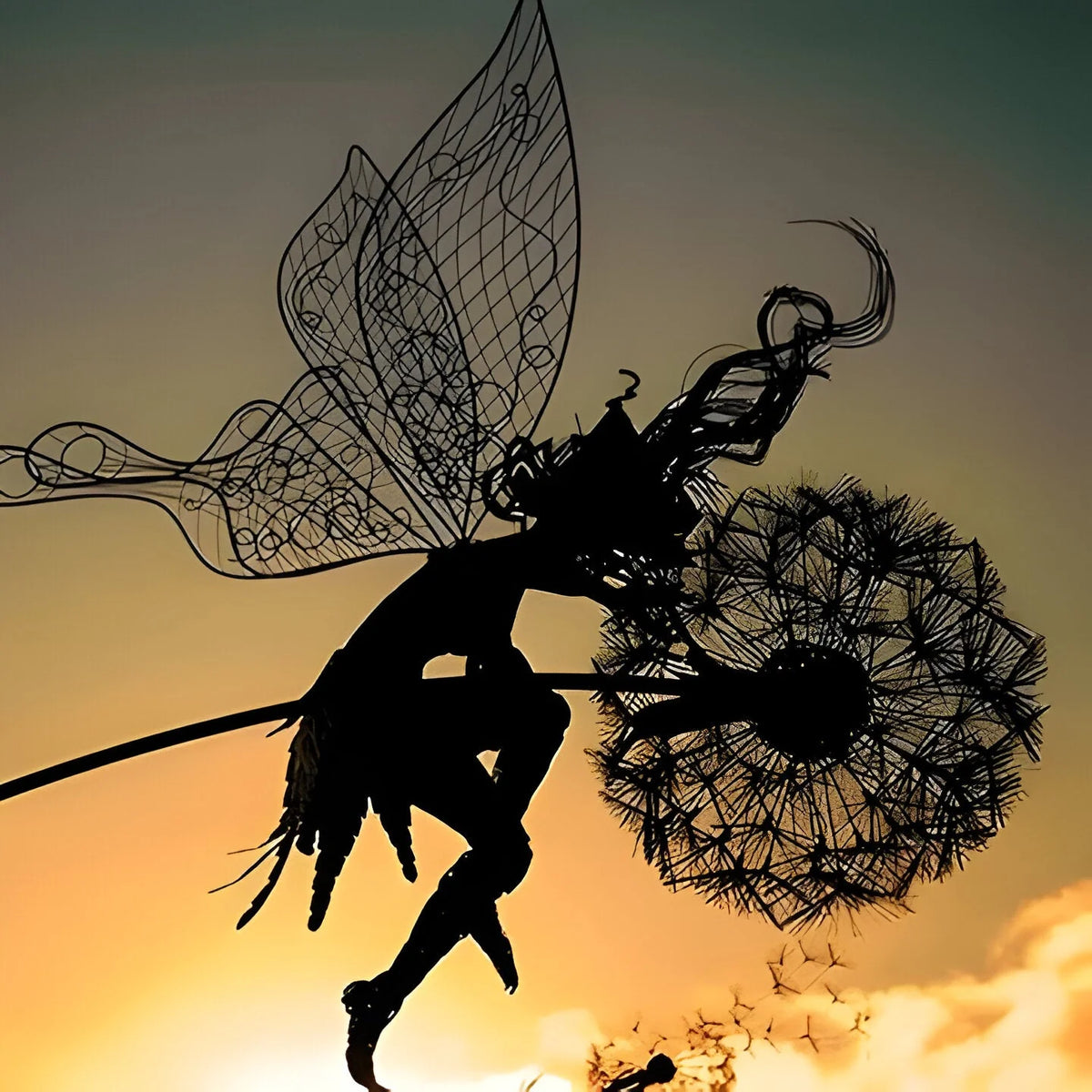 Garden Stake Fairy Silhouette Laser-Cut Steel Powder-Coated