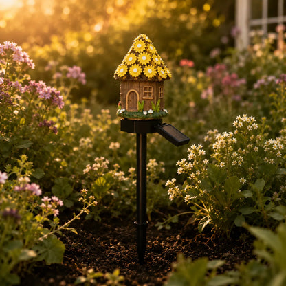 Garden Stake Light Solar Powered Hand-Painted Resin Automatic Glow