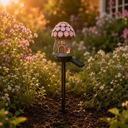 Garden Stake Light Solar Powered Hand-Painted Resin Automatic Glow