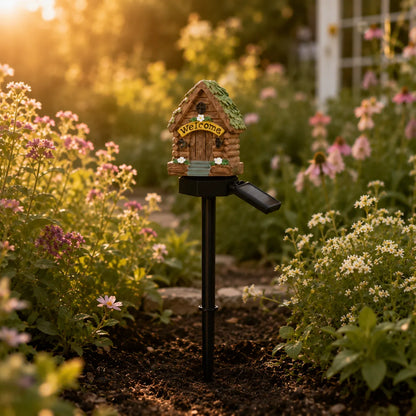 Garden Stake Light Solar Powered Hand-Painted Resin Automatic Glow