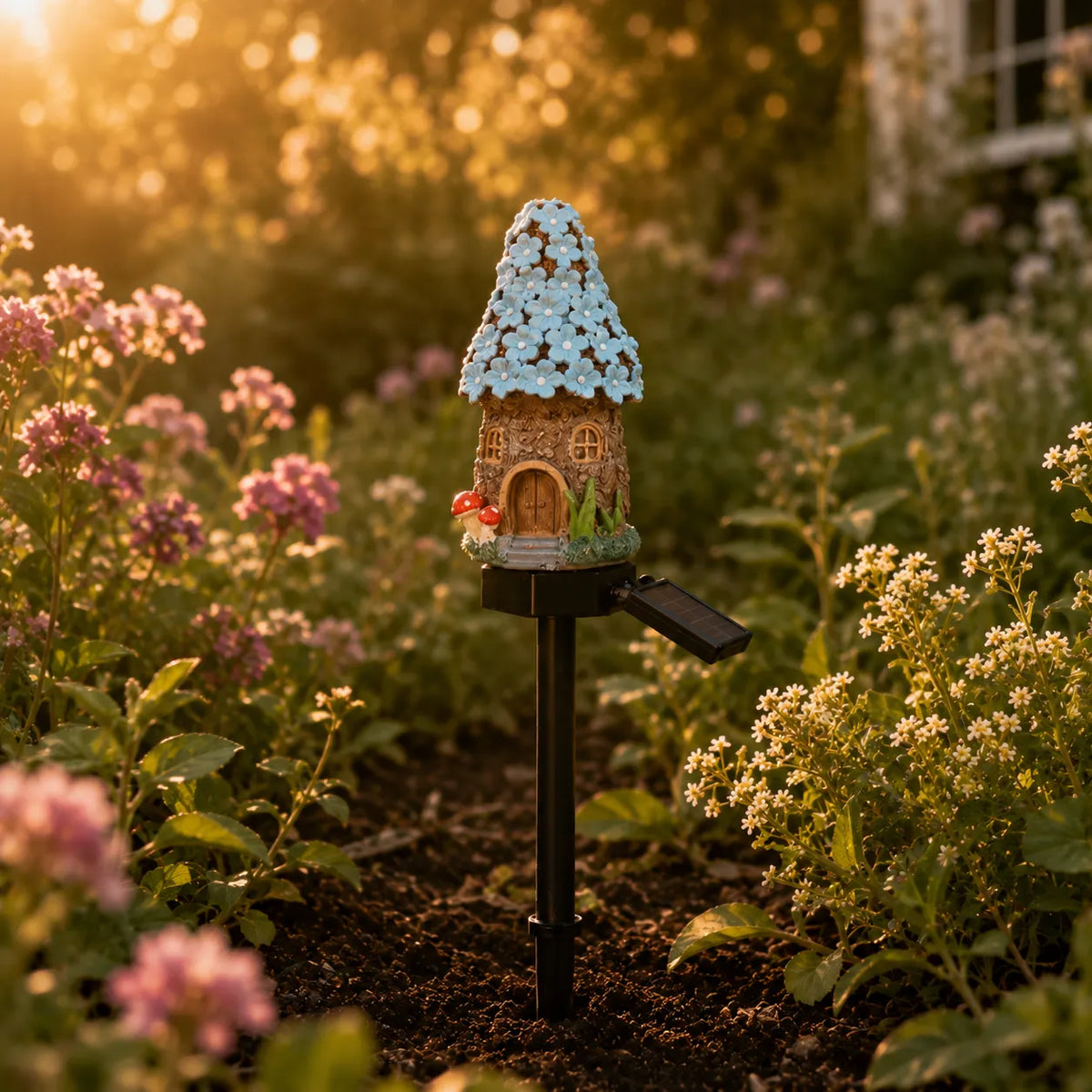 Garden Stake Light Solar Powered Hand-Painted Resin Automatic Glow