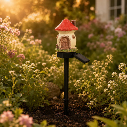 Garden Stake Light Solar Powered Hand-Painted Resin Automatic Glow