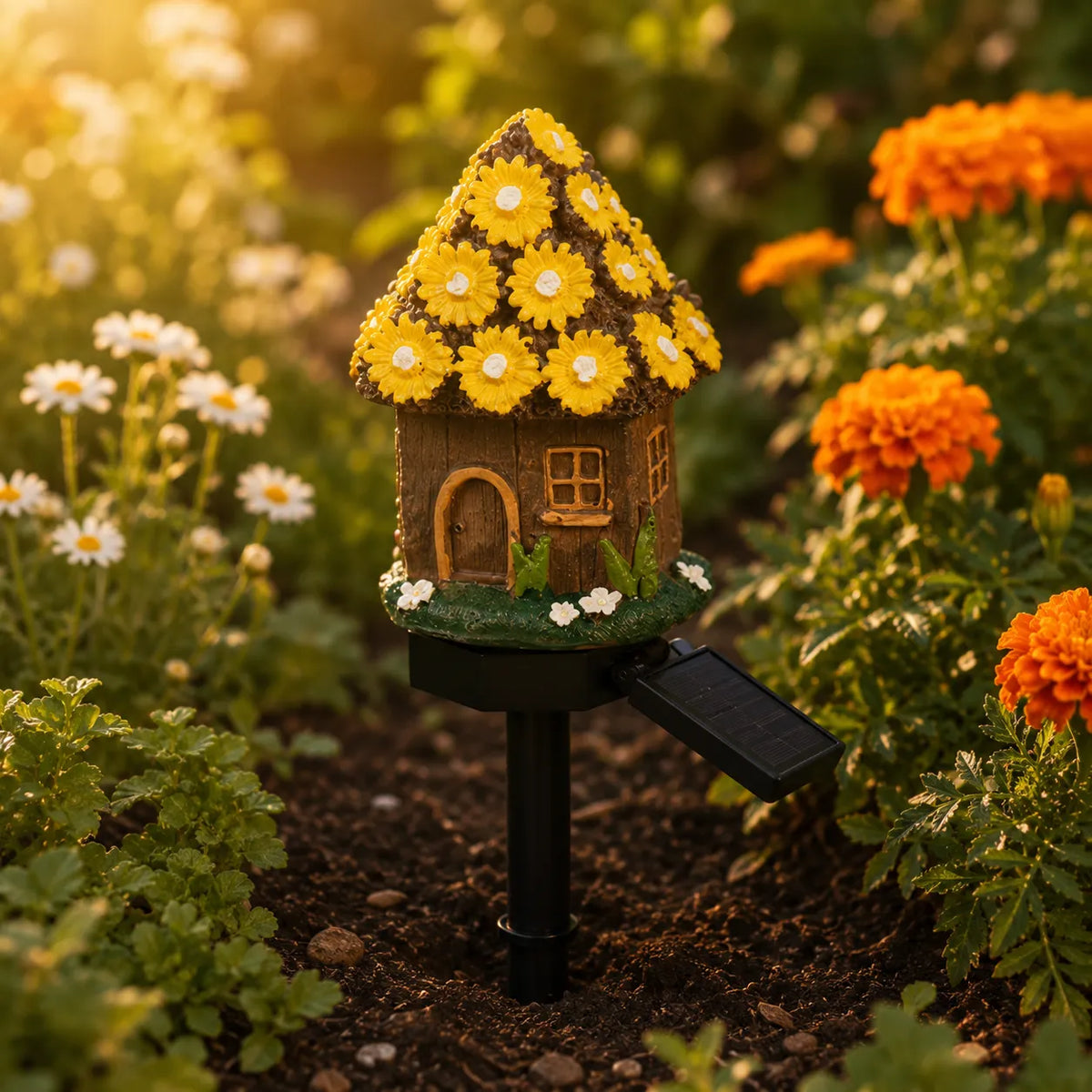 Garden Stake Light Solar Powered Hand-Painted Resin Automatic Glow