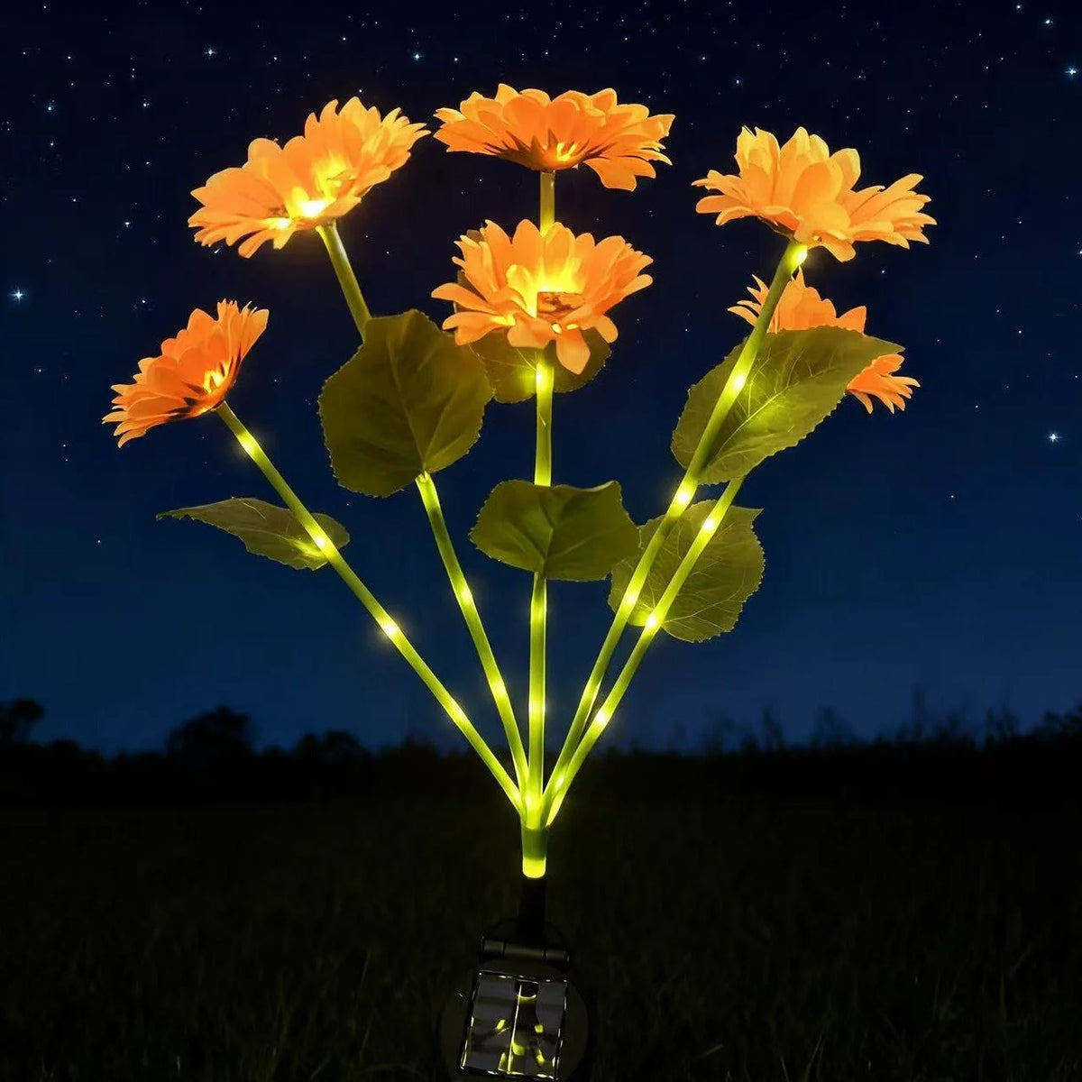 Garden Stake Light Solar-Powered Sunflower Dusk-To-Dawn