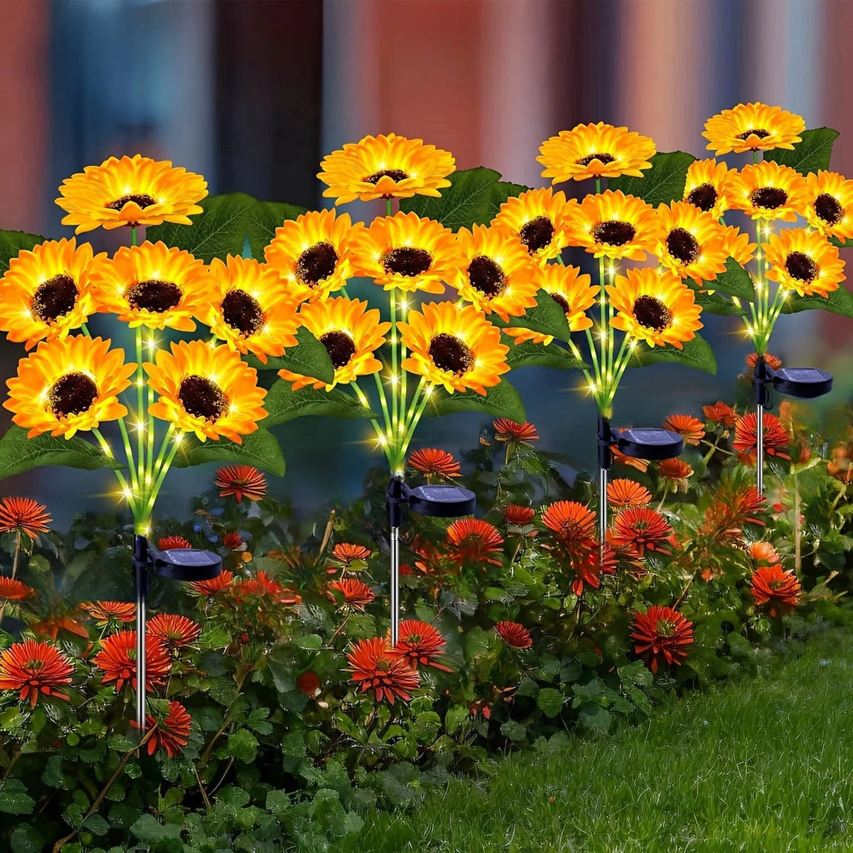 Garden Stake Light Solar-Powered Sunflower Dusk-To-Dawn
