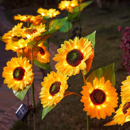 Garden Stake Light Solar-Powered Sunflower Dusk-To-Dawn