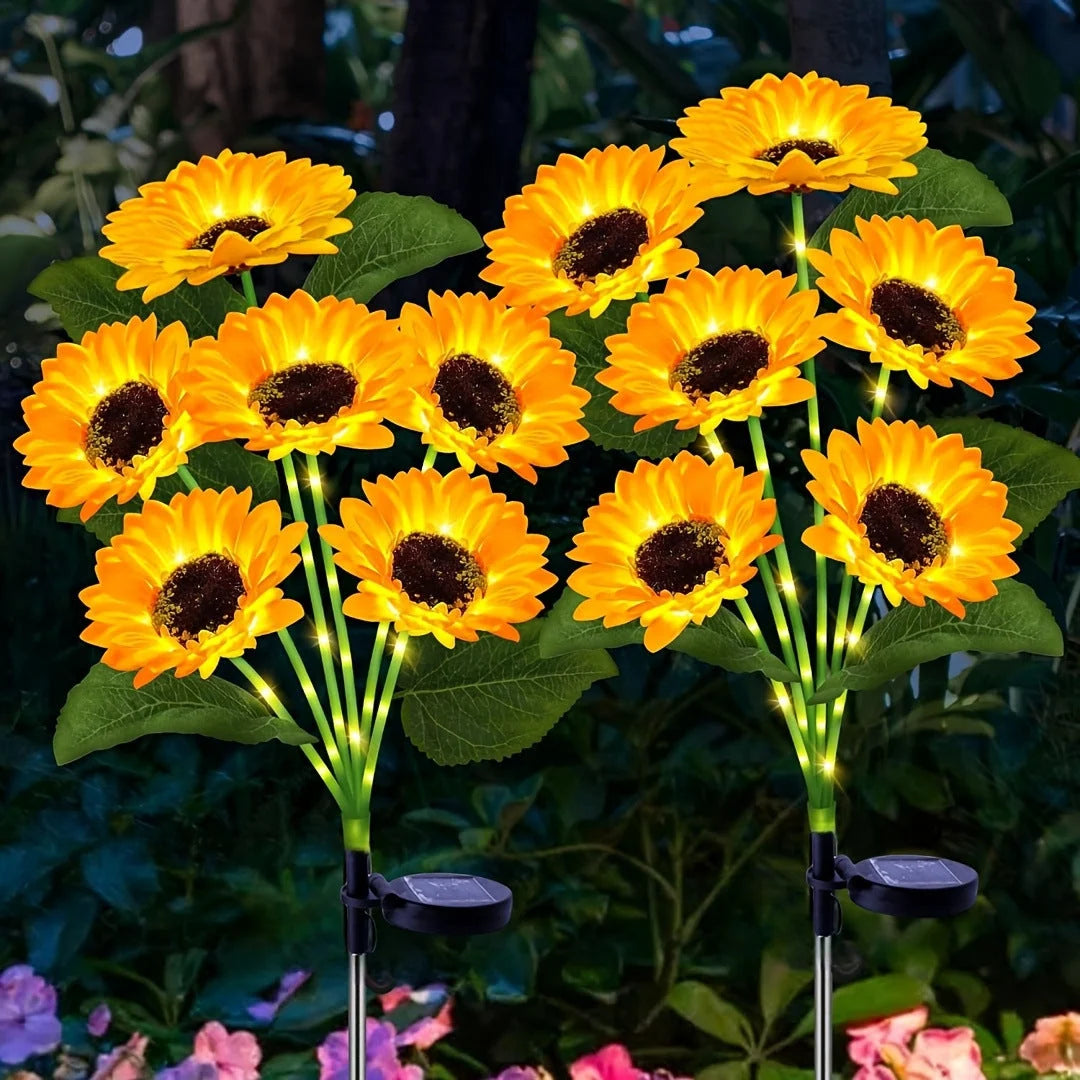 Garden Stake Light Solar-Powered Sunflower Dusk-To-Dawn