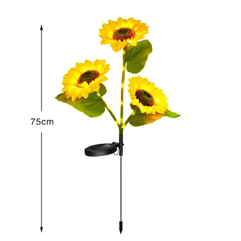 Garden Stake Light Solar-Powered Sunflower Dusk-To-Dawn