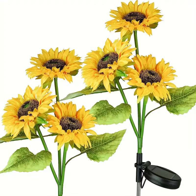 Garden Stake Light Solar-Powered Sunflower Dusk-To-Dawn
