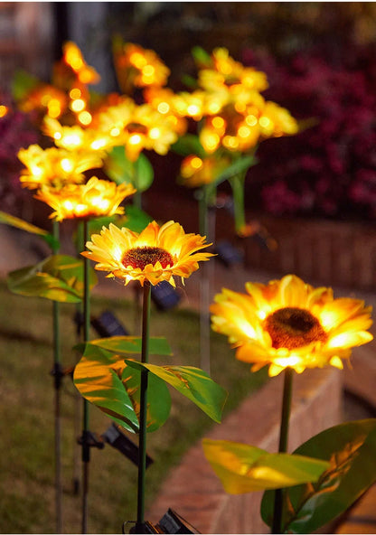 Garden Stake Light Solar-Powered Sunflower Dusk-To-Dawn