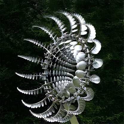 Garden Wind Spinner Stake Dual Rotor Powder-Coated Steel