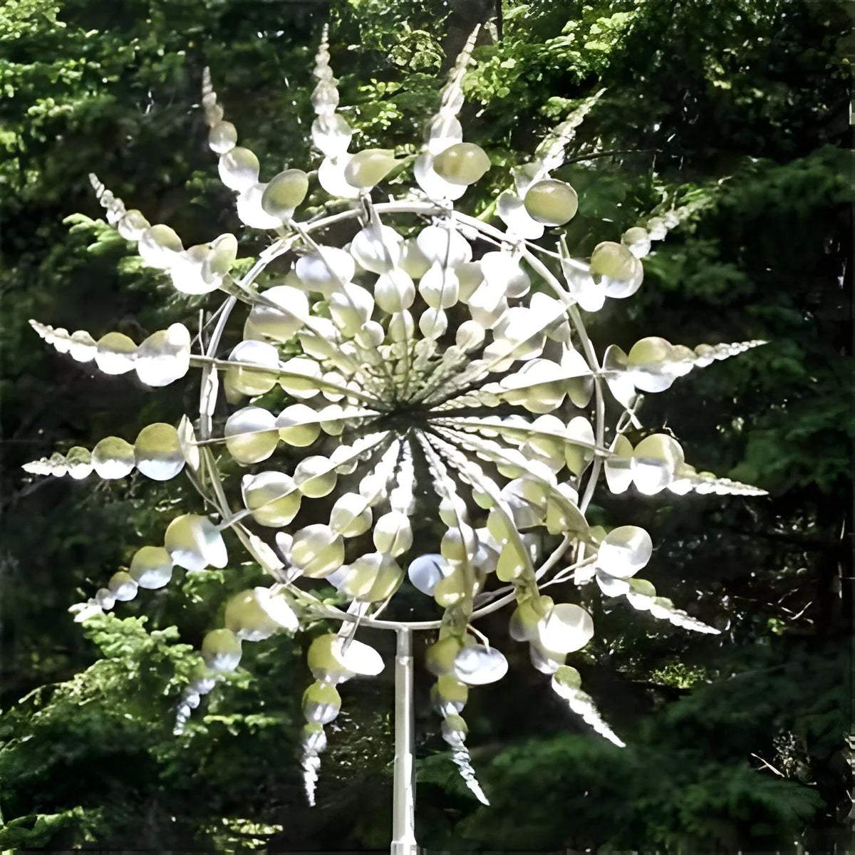 Garden Wind Spinner Stake Dual Rotor Powder-Coated Steel