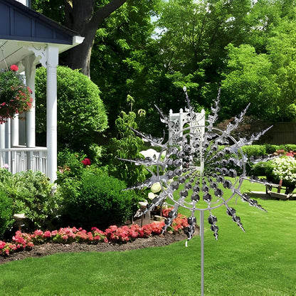 Garden Wind Spinner Stake Dual Rotor Powder-Coated Steel