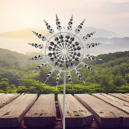 Garden Wind Spinner Stake Dual Rotor Powder-Coated Steel