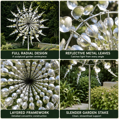 Garden Wind Spinner Stake Dual Rotor Powder-Coated Steel