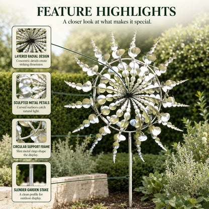 Garden Wind Spinner Stake Dual Rotor Powder-Coated Steel