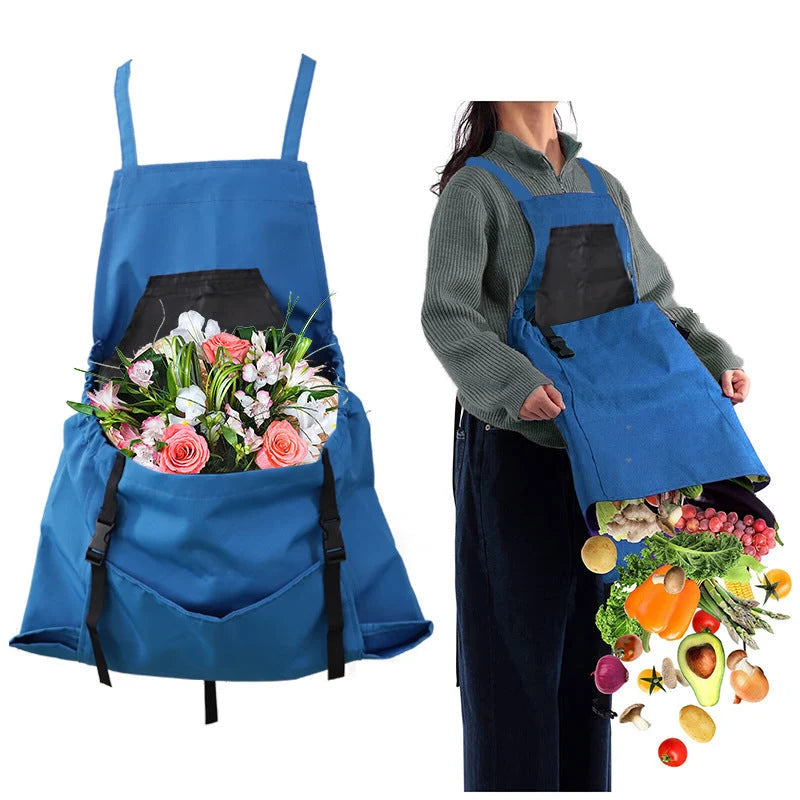 Gardening Apron Waterproof Adjustable Cross-Back Straps Tool Pockets