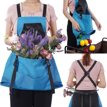 Gardening Apron Waterproof Adjustable Cross-Back Straps Tool Pockets