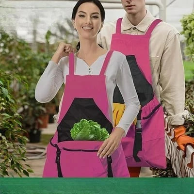 Gardening Apron Waterproof Adjustable Cross-Back Straps Tool Pockets