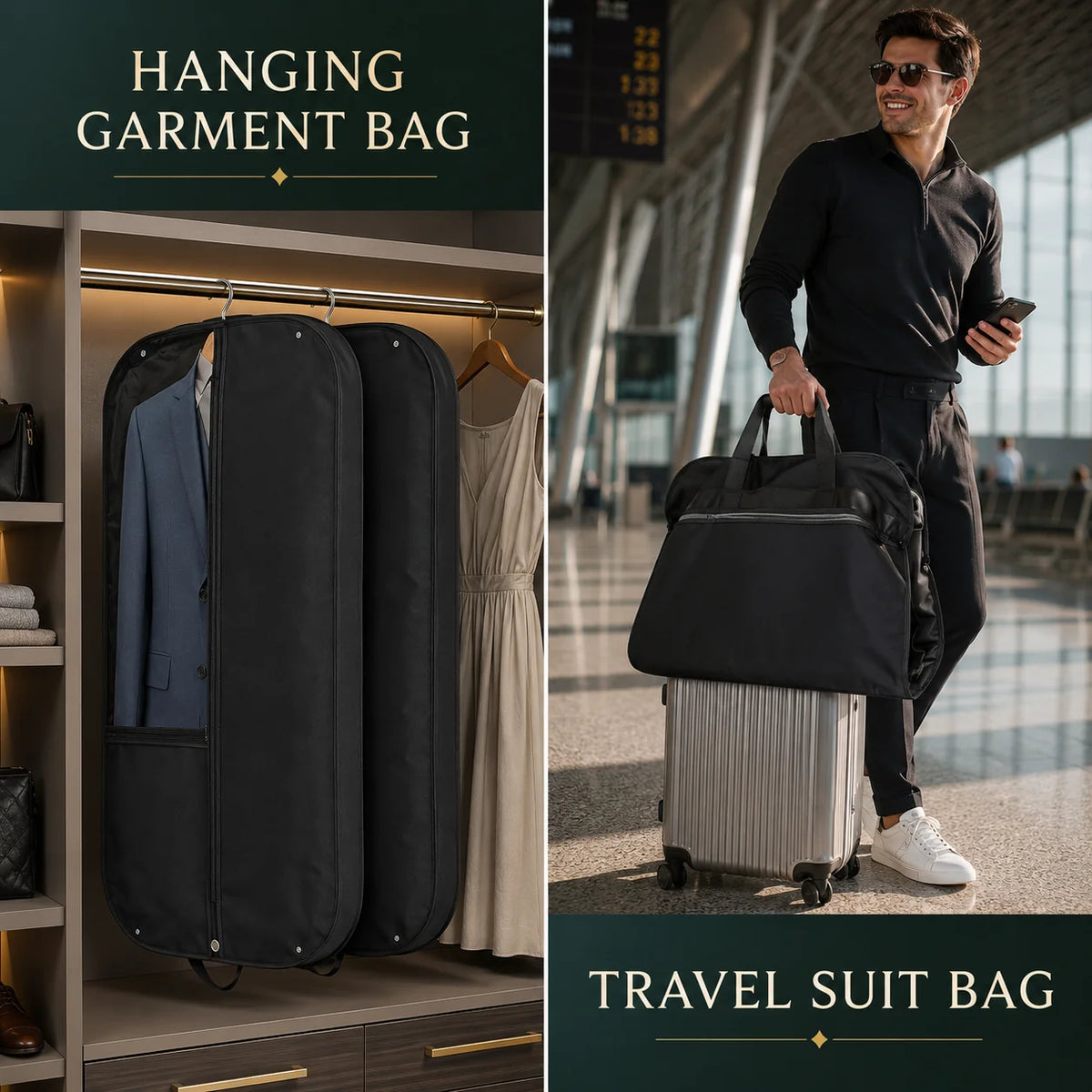 Garment Bag 2-Pack Waterproof Gusseted Clear Front Window