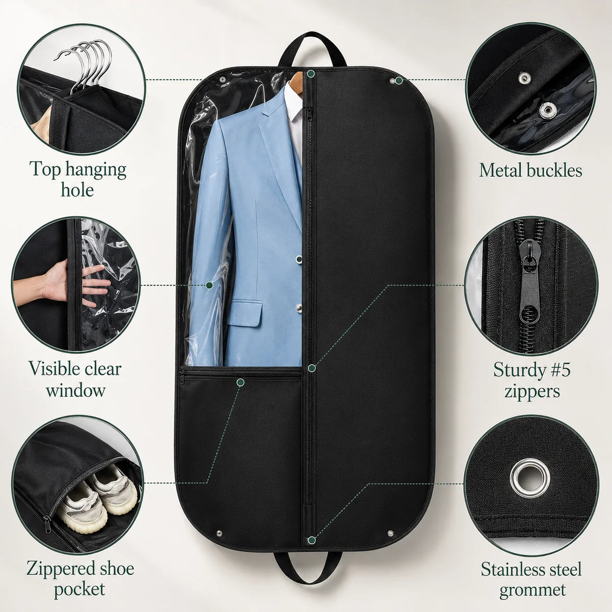 Garment Bag 2-Pack Waterproof Gusseted Clear Front Window