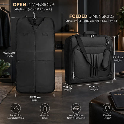 Garment Bag Foldable Water-Resistant EVA-Padded