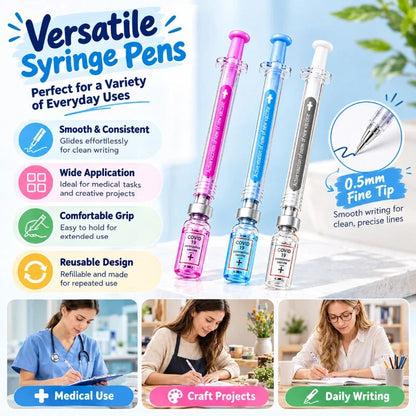 Gel Pens Syringe Design Fine Tip Set of 3