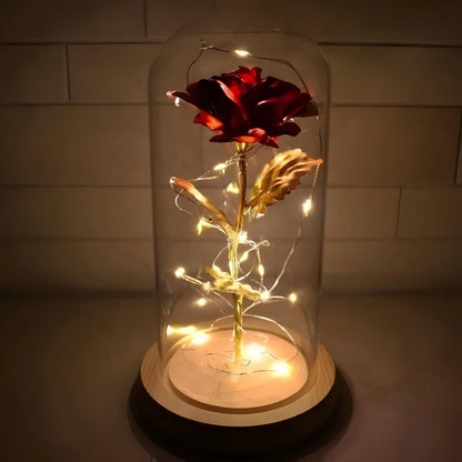 Glass Dome Rose LED Battery Operated