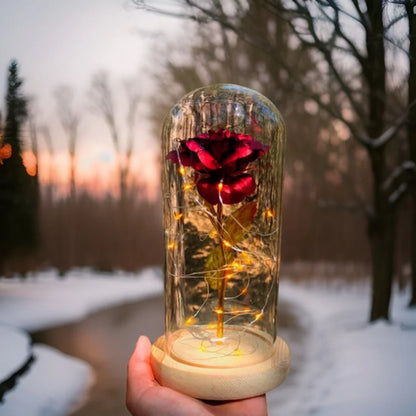 Glass Dome Rose LED Battery Operated