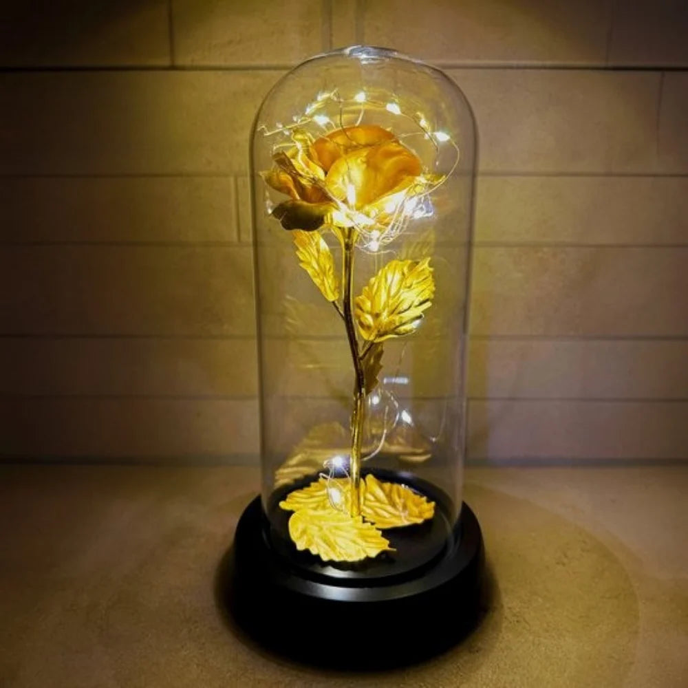 Glass Dome Rose LED Battery Operated