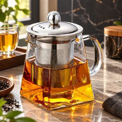Glass Teapot Heat-Resistant Borosilicate Stainless Steel Infuser