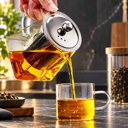 Glass Teapot Heat-Resistant Borosilicate Stainless Steel Infuser