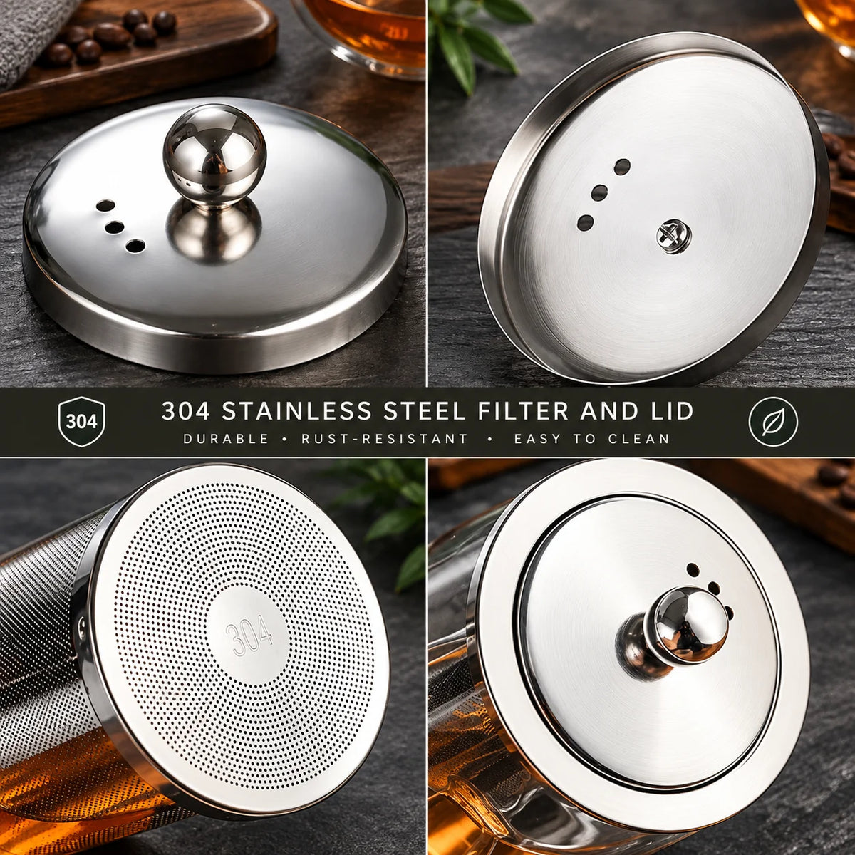 Glass Teapot Heat-Resistant Borosilicate Stainless Steel Infuser