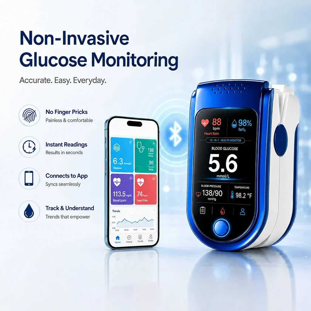 Glucose Monitor Needle-Free Non-Invasive Daily Tracking