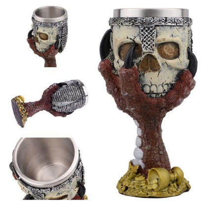 Goblet Hand-Painted Gothic Design Stainless Steel Interior 6.76 Oz Capacity