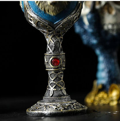 Goblet Hand-Painted Gothic Design Stainless Steel Interior 6.76 Oz Capacity