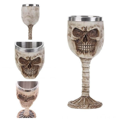 Goblet Hand-Painted Gothic Design Stainless Steel Interior 6.76 Oz Capacity