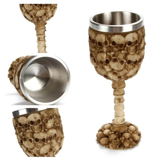 Goblet Hand-Painted Gothic Design Stainless Steel Interior 6.76 Oz Capacity
