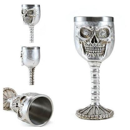 Goblet Hand-Painted Gothic Design Stainless Steel Interior 6.76 Oz Capacity